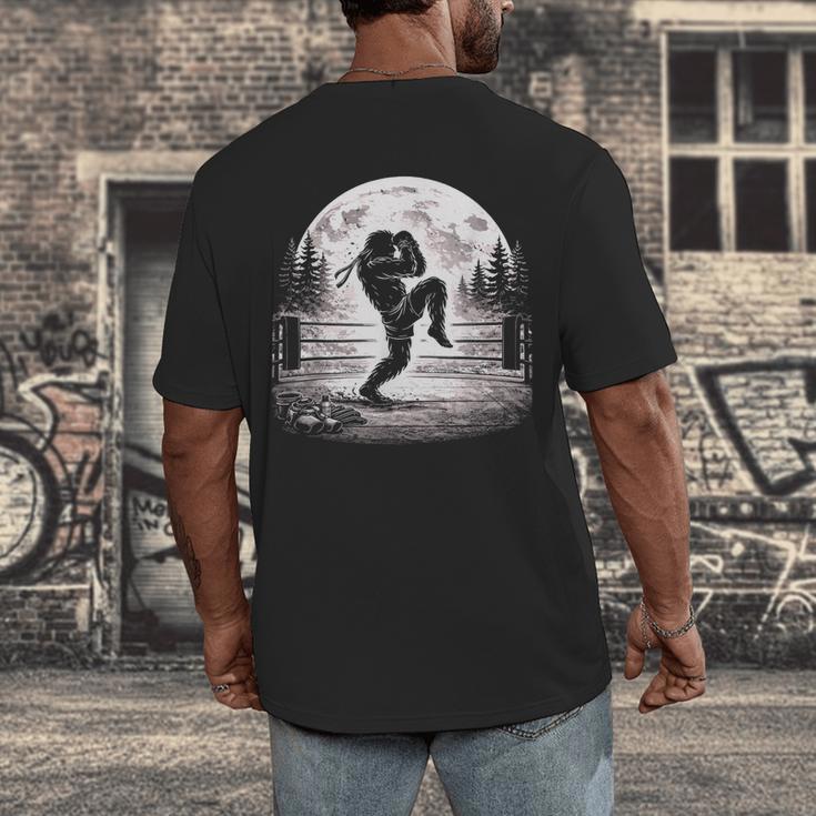 Bigfoot Muay Thai Boxer Martial Arts Sasquatch Men's Back Print T-Shirt