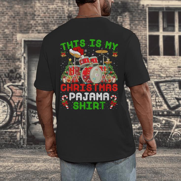 This Is My Christmas Pajama Shirt Drum Kit Christmas Men's Back Print T-Shirt This Is My Christmas Pajama Shirt Drum Kit Christmas Men's Back Print T-Shirt