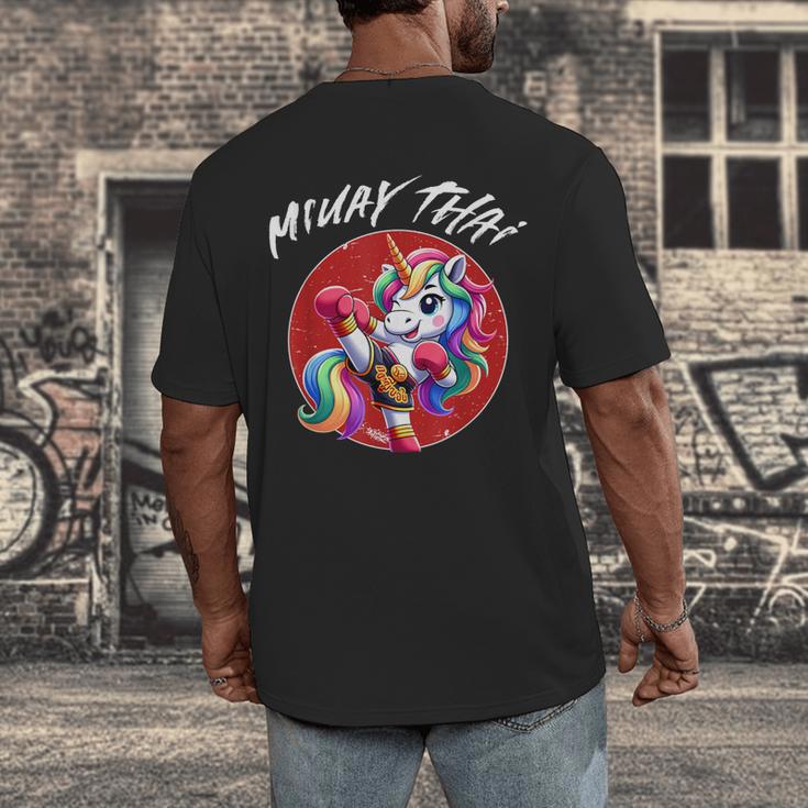 Cute Thai Boxing And Muay Thai Unicorn Men's Back Print T-Shirt Cute Thai Boxing And Muay Thai Unicorn Men's Back Print T-Shirt