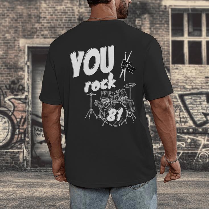 Drum Kit Drummer 81 Years 81st Birthday Men Women Men's Back Print T-Shirt Drum Kit Drummer 81 Years 81st Birthday Men Women Men's Back Print T-Shirt