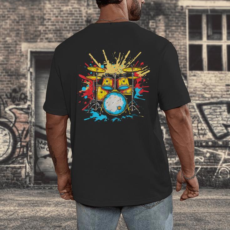 Drum Kit Steamwave Music Band Men's Back Print T-Shirt