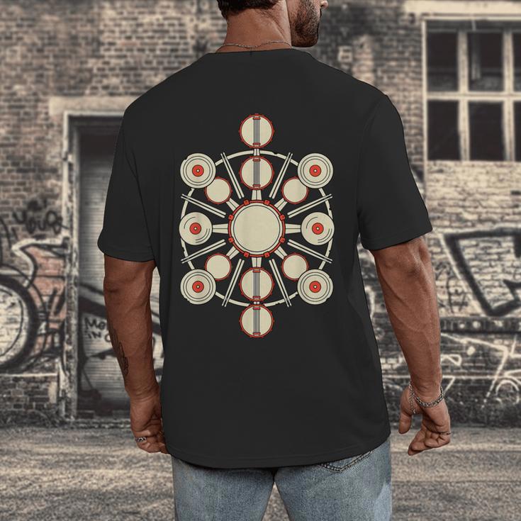 Drummer Drum Kit Mandala Percussionist Music Lover Men's Back Print T-Shirt