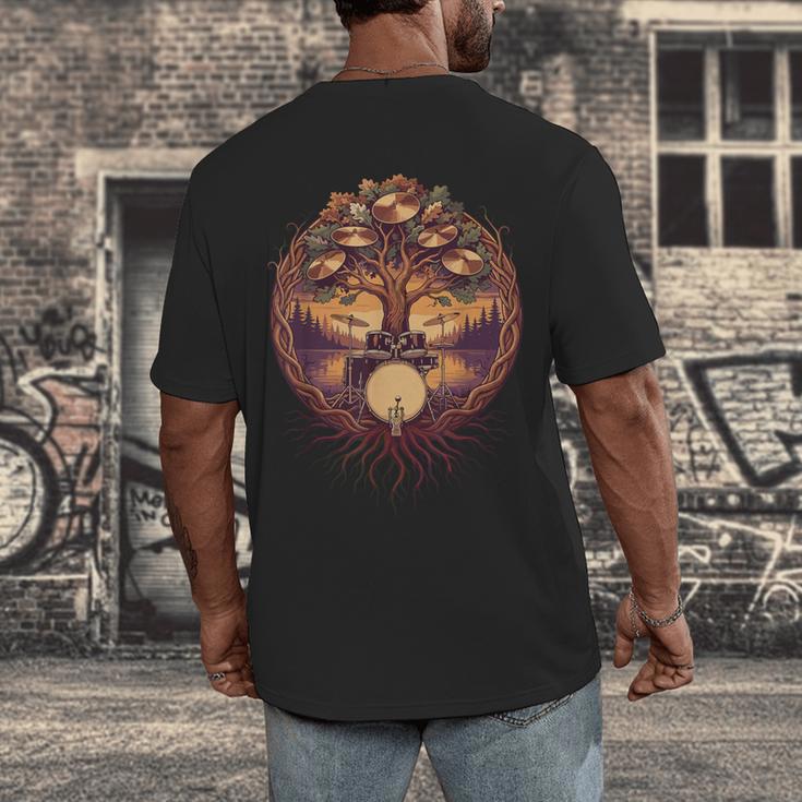 Drummer Drum Kit Musician Percussion Player Men's Back Print T-Shirt Drummer Drum Kit Musician Percussion Player Men's Back Print T-Shirt
