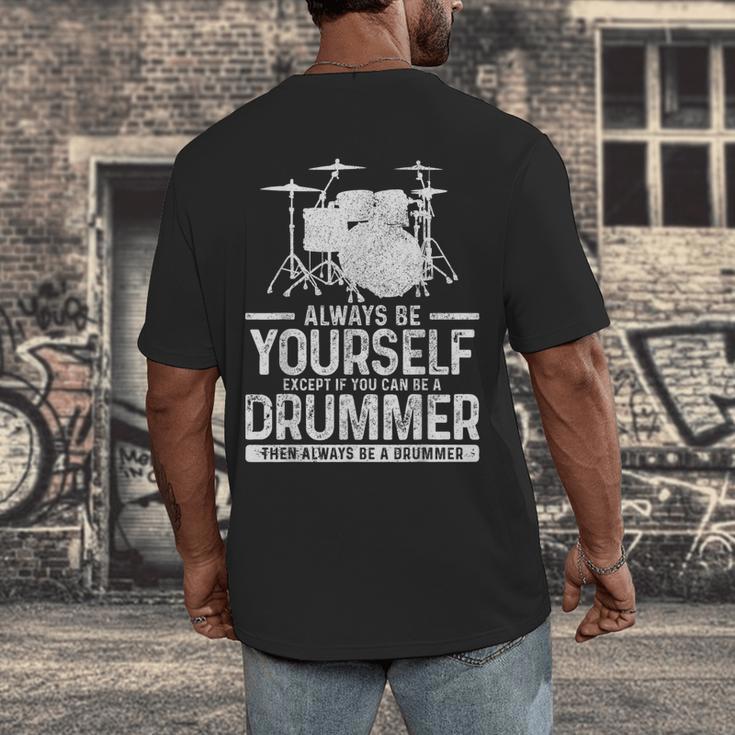 Drummer Drum Kit Saying Drummer Men's Back Print T-Shirt Drummer Drum Kit Saying Drummer Men's Back Print T-Shirt