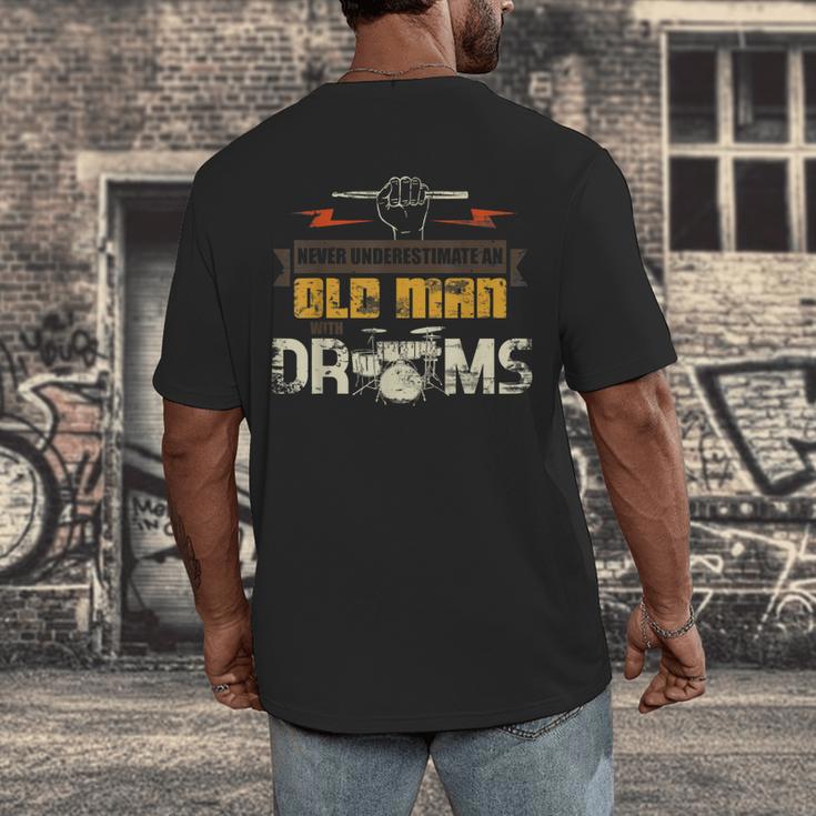 Drummer Drummer Pensioner Drum Kit Men's Back Print T-Shirt Drummer Drummer Pensioner Drum Kit Men's Back Print T-Shirt