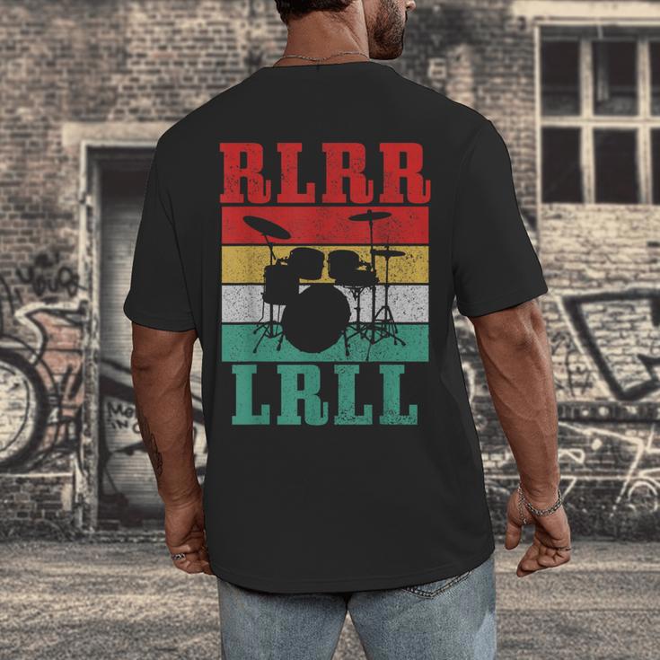 Drummer RLRR LRLL Vintage Drum Kit Men's Back Print T-Shirt Drummer RLRR LRLL Vintage Drum Kit Men's Back Print T-Shirt