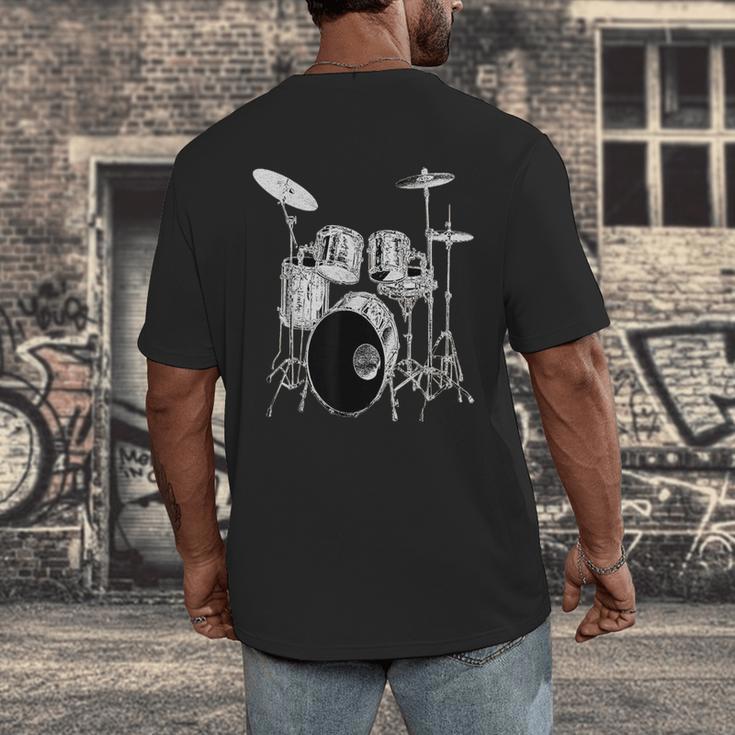 Drums Drum Kit Music Men's Back Print T-Shirt