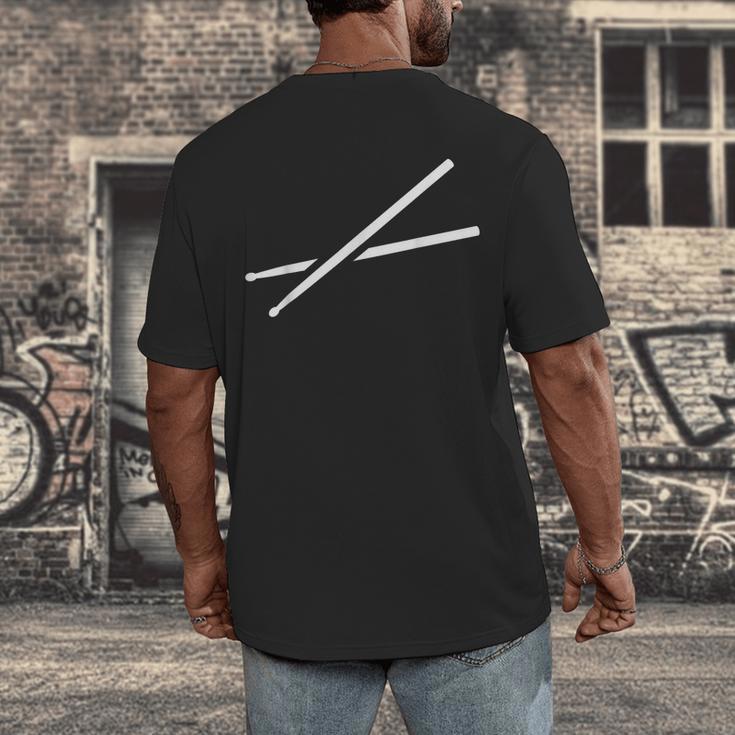 Drumsticks Drum Kit Men's Back Print T-Shirt Drumsticks Drum Kit Men's Back Print T-Shirt