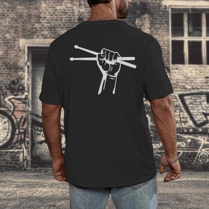 Drumsticks Hand Drum Kit Drummer Men's Back Print T-Shirt