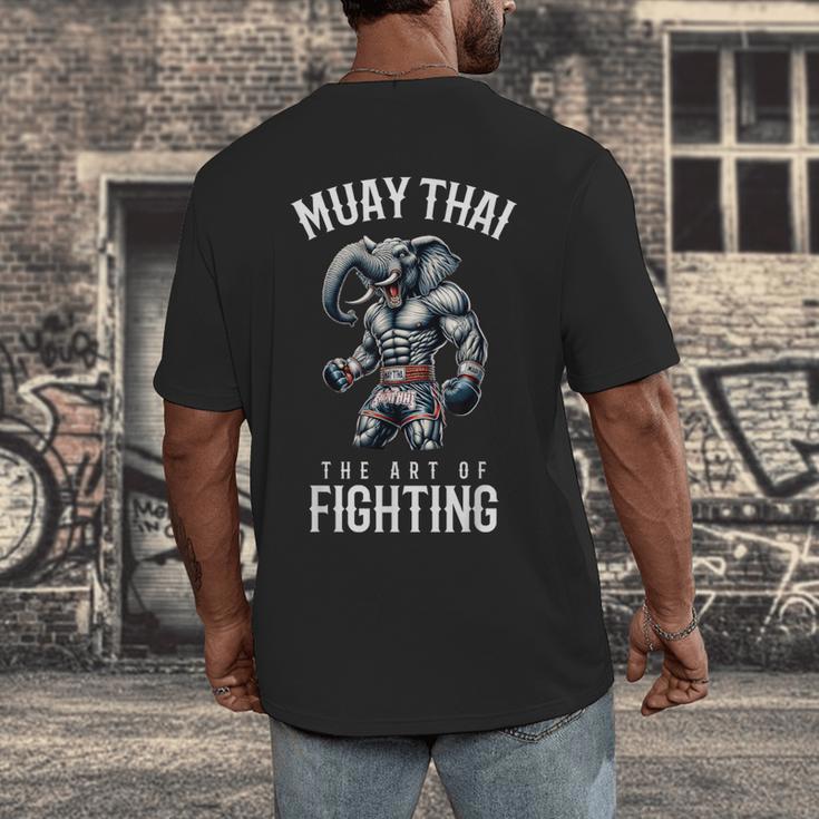 Elephant Muay Thai Kickboxing And Elephant Thai Boxing Men's Back Print T-Shirt Elephant Muay Thai Kickboxing And Elephant Thai Boxing Men's Back Print T-Shirt
