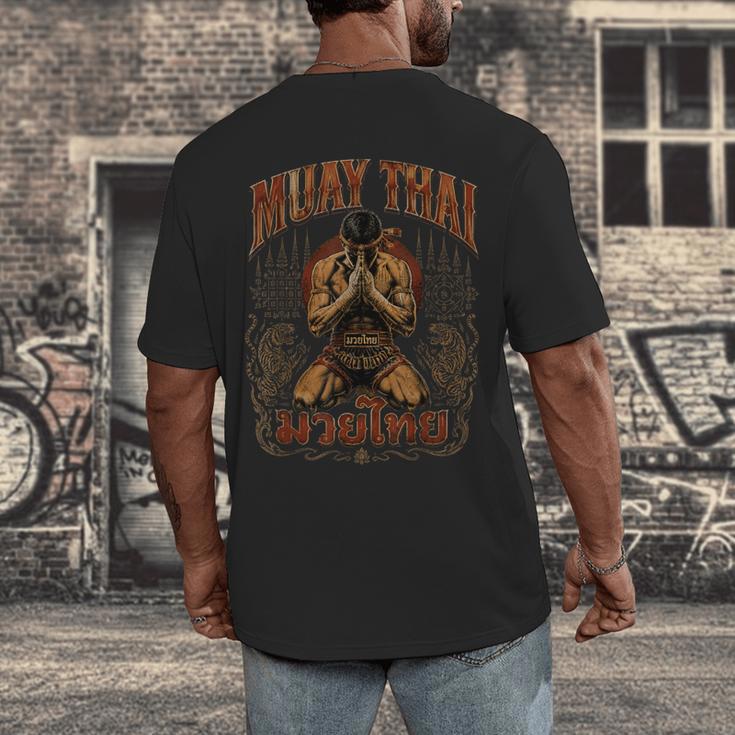 Faded Muay Thai Fighter Nak Muay Thailand Boxing Men's Back Print T-Shirt