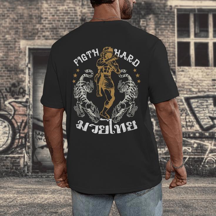 Fight Hard Traditional Fighter Muay Thai Men's Back Print T-Shirt