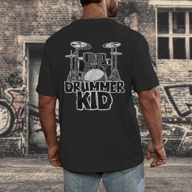 Little Drummer Awesome Drum Kit For Young Musicians Men's Back Print T-Shirt Little Drummer Awesome Drum Kit For Young Musicians Men's Back Print T-Shirt