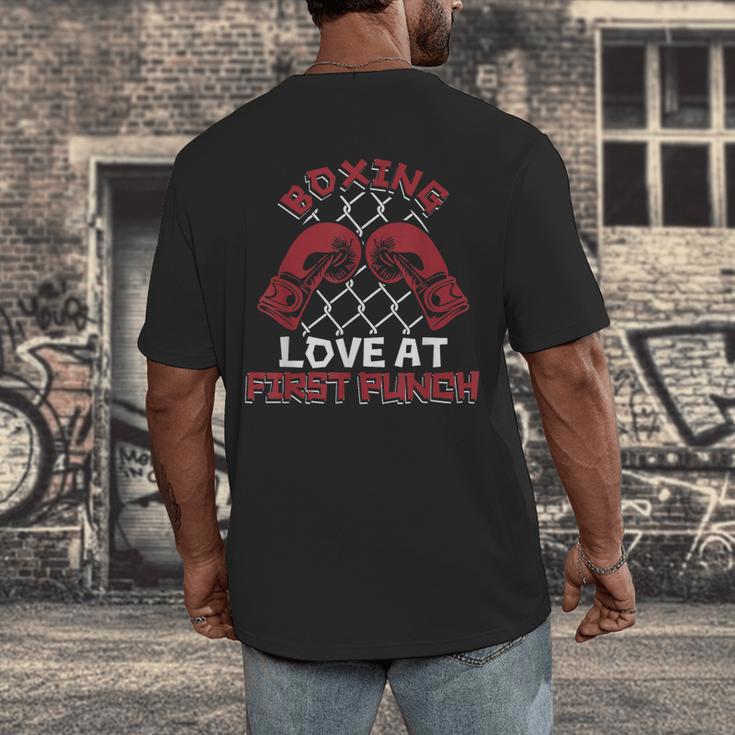 Love At First Punch Professional Boxer Muay Thai Boxing Men's Back Print T-Shirt