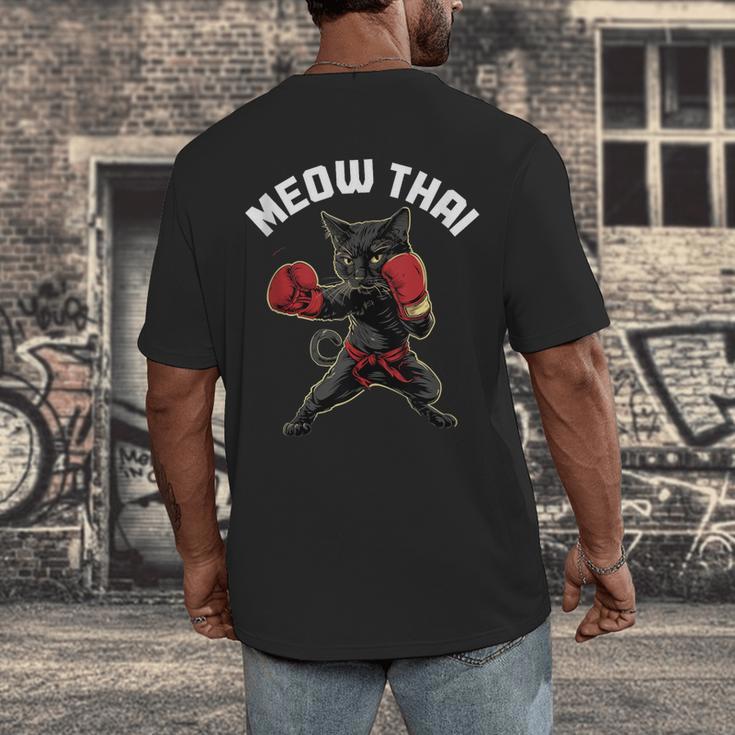Meow Thai Muay Thai Boxing Cat Martial Arts MMA Boxer Men's Back Print T-Shirt Meow Thai Muay Thai Boxing Cat Martial Arts MMA Boxer Men's Back Print T-Shirt