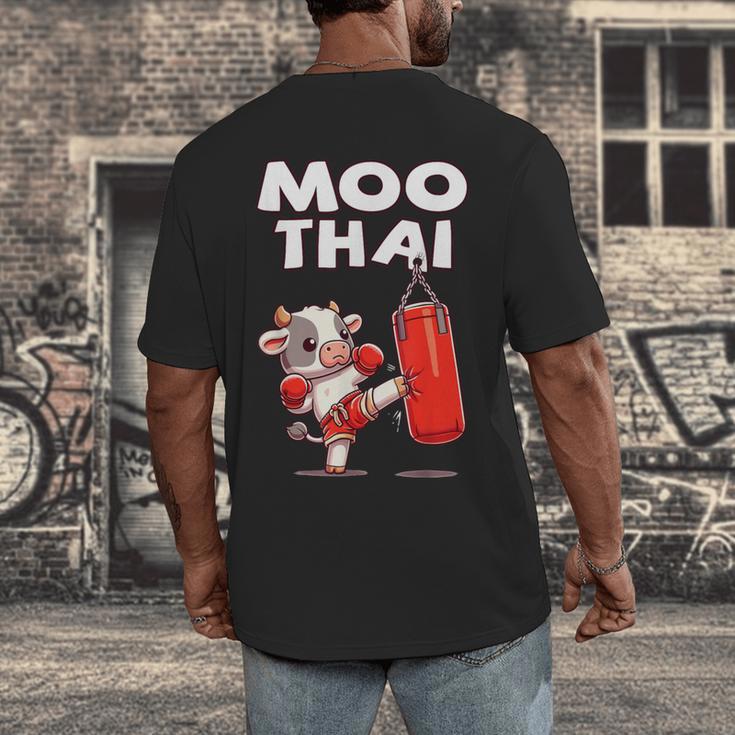 Moo Thai Muay Thai Cow Thai Boxing For Kids Muay Thai Men's Back Print T-Shirt Moo Thai Muay Thai Cow Thai Boxing For Kids Muay Thai Men's Back Print T-Shirt