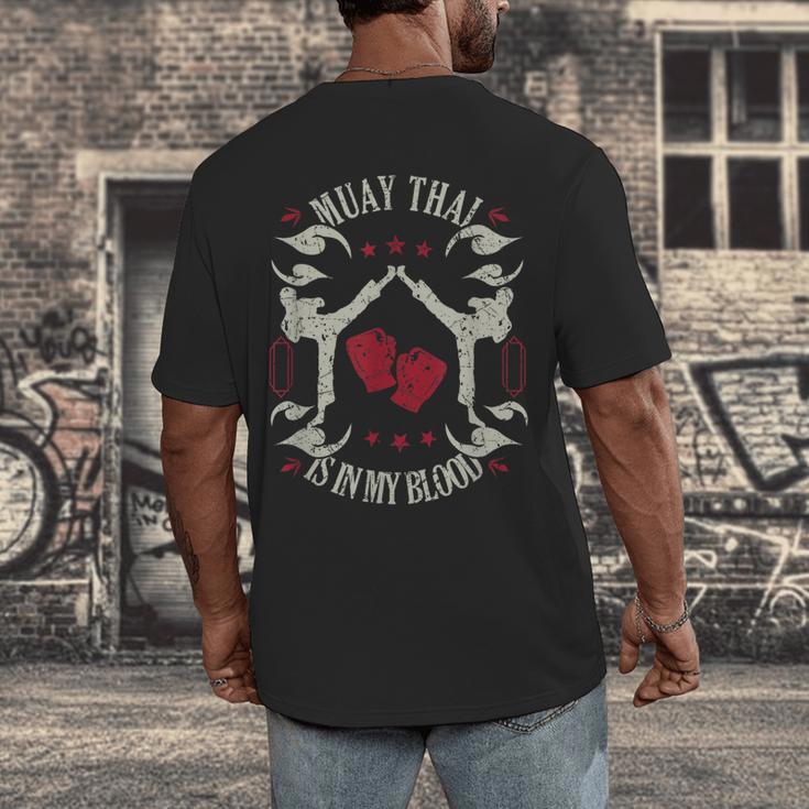 Muay Thai Is In My Blood Traditional Fighters Thai Boxing Men's Back Print T-Shirt Muay Thai Is In My Blood Traditional Fighters Thai Boxing Men's Back Print T-Shirt