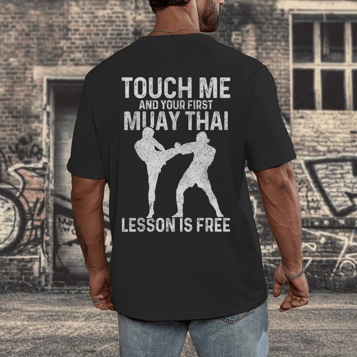 Muay Thai Boxing Kickboxing Your First Lesson Is Free Men's Back Print T-Shirt Muay Thai Boxing Kickboxing Your First Lesson Is Free Men's Back Print T-Shirt