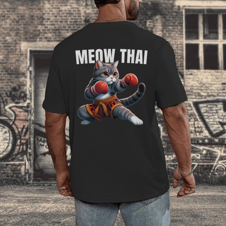 Muay Thai Cat Meow Thai Boxing Martial Art Kids Men's Back Print T-Shirt Muay Thai Cat Meow Thai Boxing Martial Art Kids Men's Back Print T-Shirt