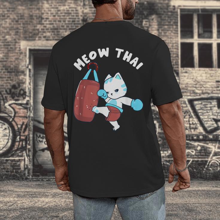 Muay Thai Cat Meow Thai Punch Bag Martial Arts Men's Back Print T-Shirt