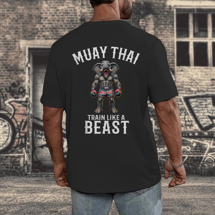Muay Thai Elephant Kickboxing And Elephant Thai Men's Back Print T-Shirt