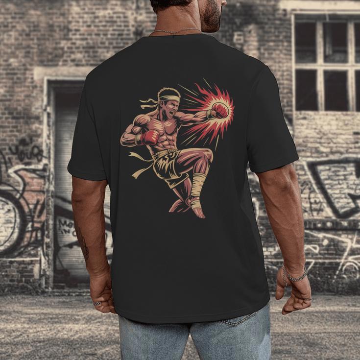 Muay Thai Fighter Southpaw Stance Minimal Silhouette Clean Men's Back Print T-Shirt