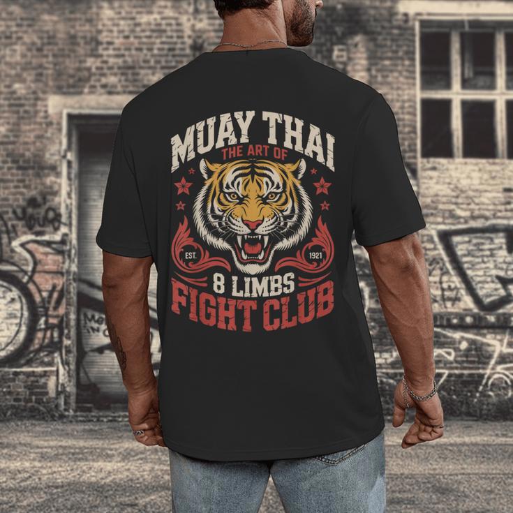 Muay Thai Fighter Tiger 8 Limbs Thai Boxing Men's Back Print T-Shirt Muay Thai Fighter Tiger 8 Limbs Thai Boxing Men's Back Print T-Shirt
