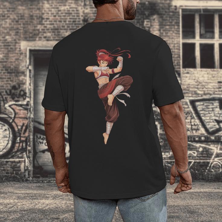 Muay Thai Girl Anime Japan Thaiboxer Kickboxing Muay Thai Men's Back Print T-Shirt