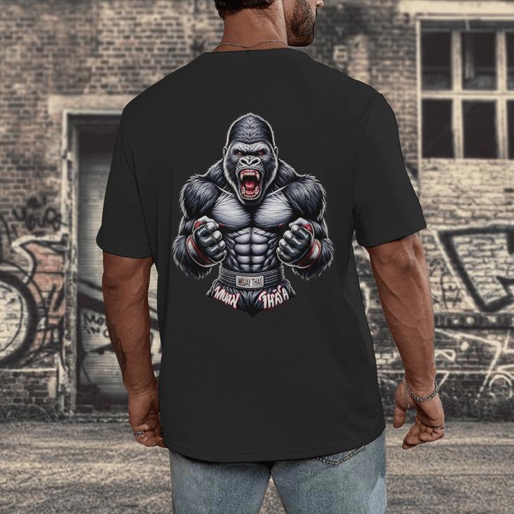 Muay Thai Gorilla Thai Boxing And Fighting Men's Back Print T-Shirt