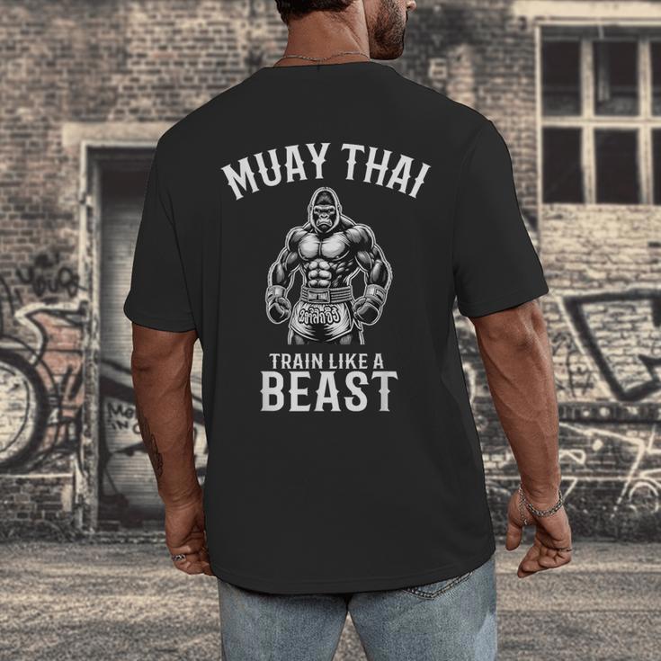 Muay Thai Gorilla Kickboxing And Gorilla Thai Boxing Men's Back Print T-Shirt