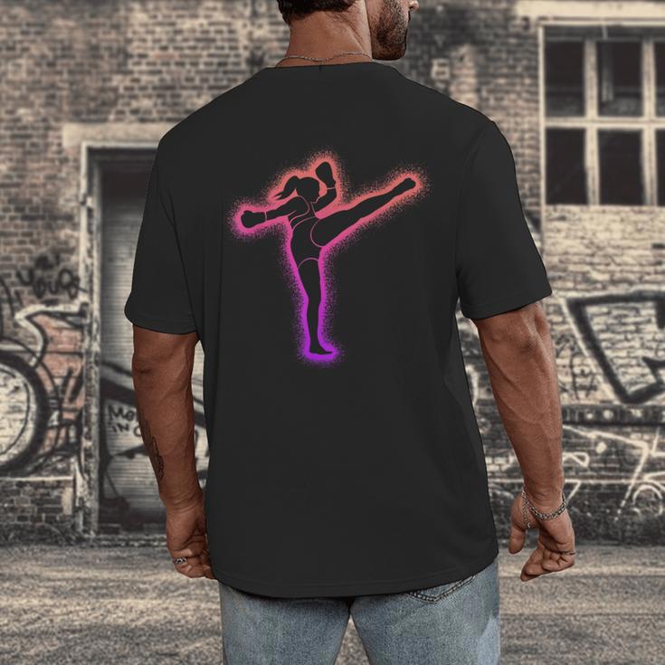 Muay Thai Martial Arts Kickboxer Women Girls Kickboxing Men's Back Print T-Shirt
