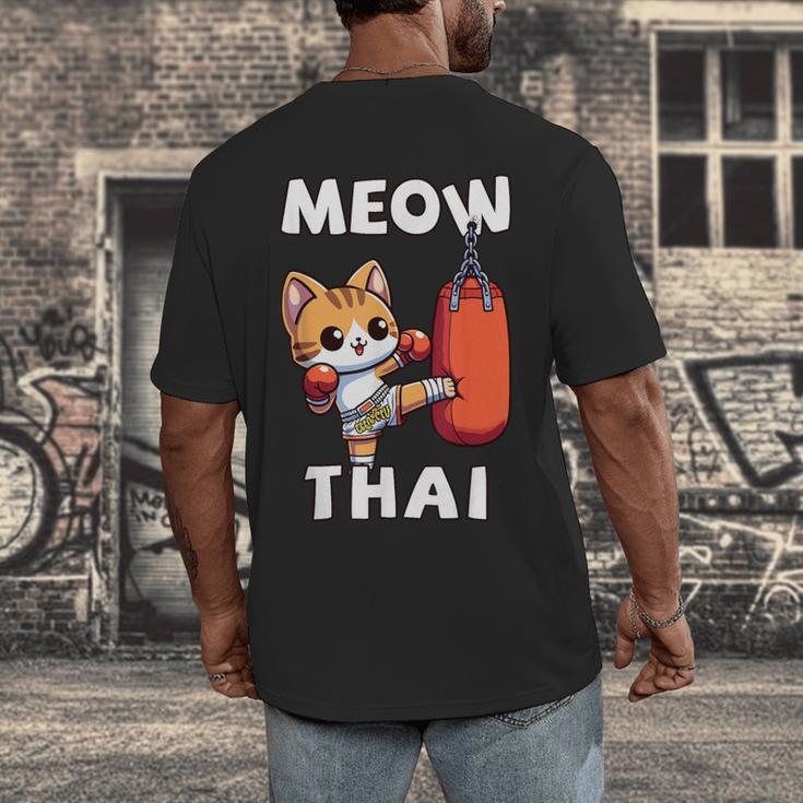 Muay Thai Meow Thai Thai Boxing For Boys Muay Thai Cat Men's Back Print T-Shirt Muay Thai Meow Thai Thai Boxing For Boys Muay Thai Cat Men's Back Print T-Shirt