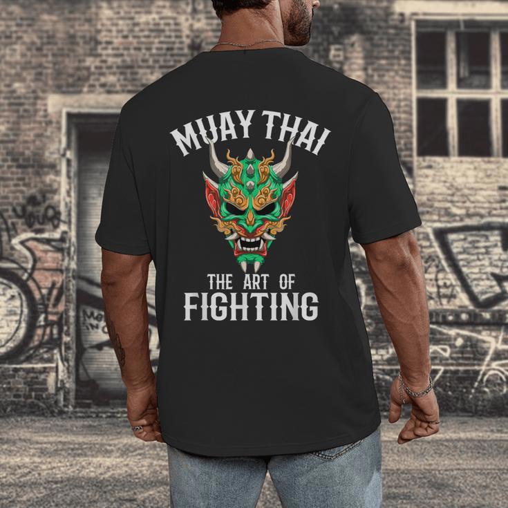Muay Thai Oni Mask Thai Boxing And Kickboxing Men's Back Print T-Shirt Muay Thai Oni Mask Thai Boxing And Kickboxing Men's Back Print T-Shirt