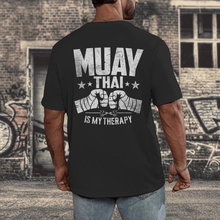 Muay Thai Is My Therapy Muay Thai Lovers Muay Thai Men's Back Print T-Shirt