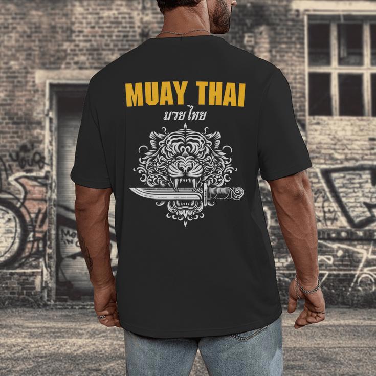 Muay Thai Sak Yant MMA Tattoo Tiger Lion Knife Martial Art Men's Back Print T-Shirt