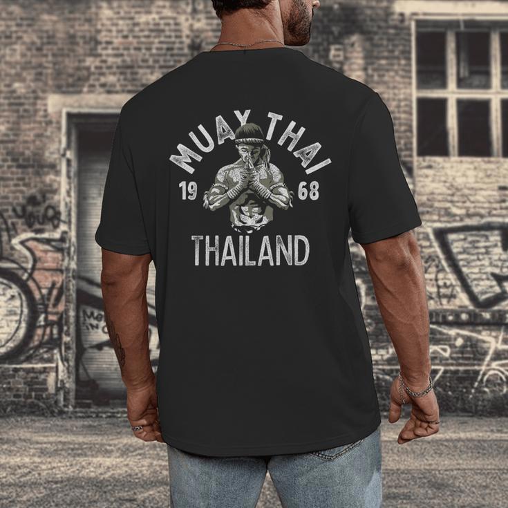 Muay Thai Thailand Vintage Tiger Fighter Training Small Men's Back Print T-Shirt