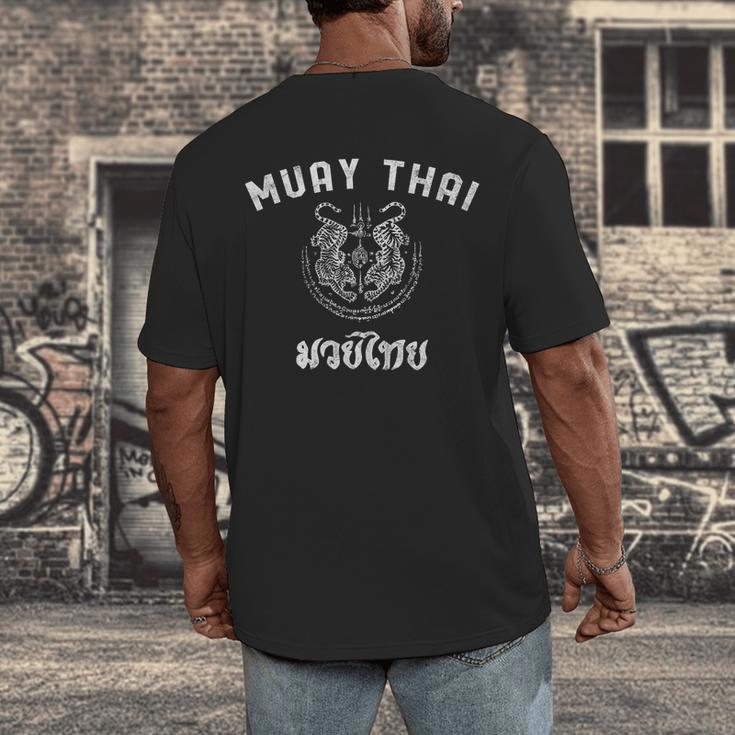 Muay Thai Twin Tiger Kickboxing MMA T-Shirt Men's Back Print T-Shirt