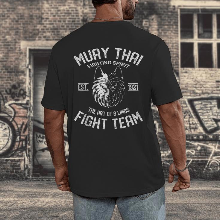 Muay Thai Wolf Fight Team Nak Muay Kickboxing Men's Back Print T-Shirt Muay Thai Wolf Fight Team Nak Muay Kickboxing Men's Back Print T-Shirt