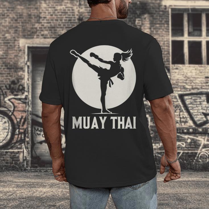 Muay Thai Woman Image Men's Back Print T-Shirt Muay Thai Woman Image Men's Back Print T-Shirt