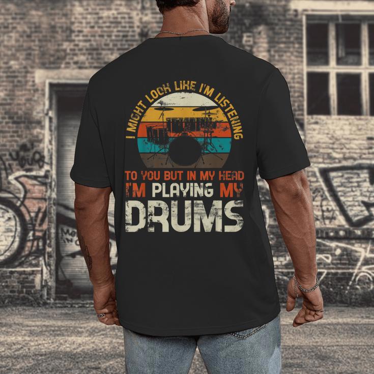 Musician Drummer Music Lover Drum Kit Men's Back Print T-Shirt Musician Drummer Music Lover Drum Kit Men's Back Print T-Shirt