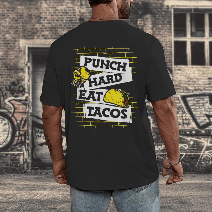 Punch Hard Eat Tacos Professional Boxer Muay Thai Boxing Men's Back Print T-Shirt Punch Hard Eat Tacos Professional Boxer Muay Thai Boxing Men's Back Print T-Shirt