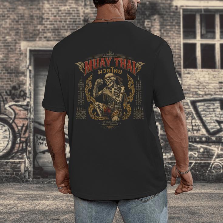 Retro Muay Thai Shorts Thai Boxing Fighter Style Skeleton Men's Back Print T-Shirt