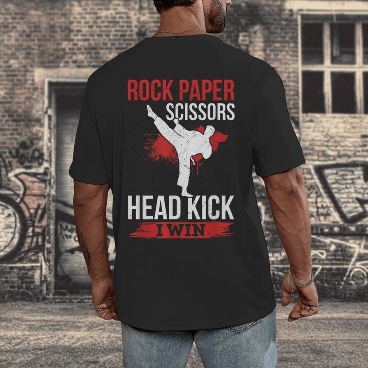 Rock Paper Scissors Head Kick I Win Muay Thai Men's Back Print T-Shirt