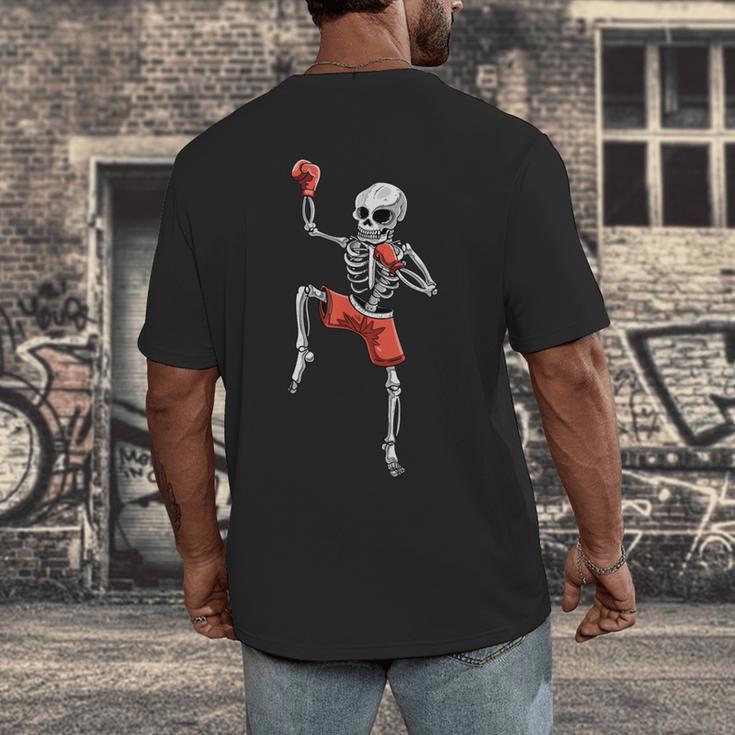 Skeleton Muay Thai Halloween Kickboxing MMA Fighter Costume Men's Back Print T-Shirt