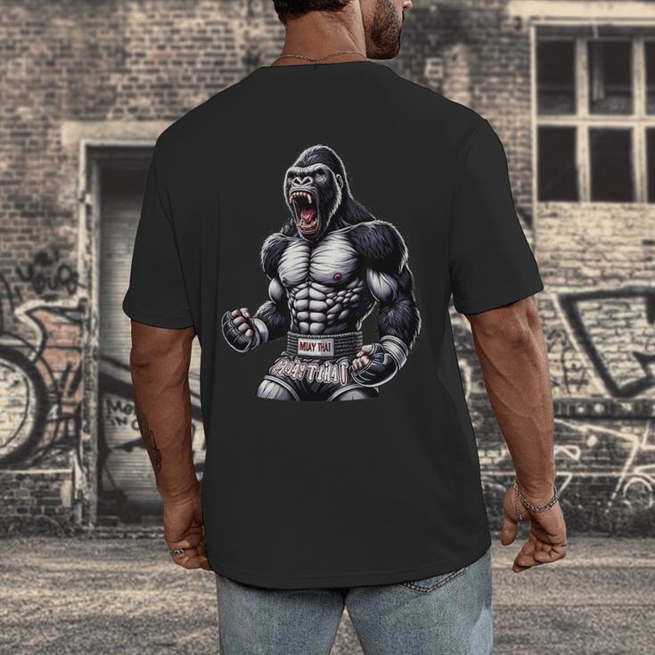Strong Muay Thai Gorilla Thai Boxing And Fighting Men's Back Print T-Shirt