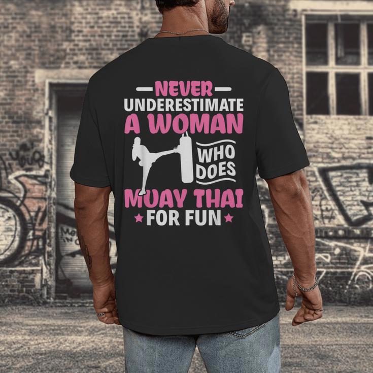 Never Underestimate A Woman Thai Boxing Muay Thai Fighter Men's Back Print T-Shirt Never Underestimate A Woman Thai Boxing Muay Thai Fighter Men's Back Print T-Shirt