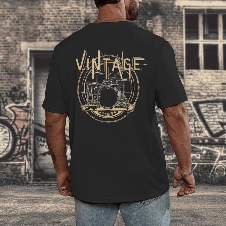 Vintage Drum Kit Men's Back Print T-Shirt