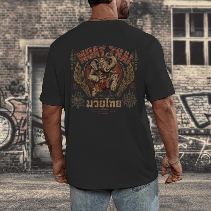 Vintage Muay Thai Chaiya Thai Boxing Fighter Style Elephant Men's Back Print T-Shirt Vintage Muay Thai Chaiya Thai Boxing Fighter Style Elephant Men's Back Print T-Shirt