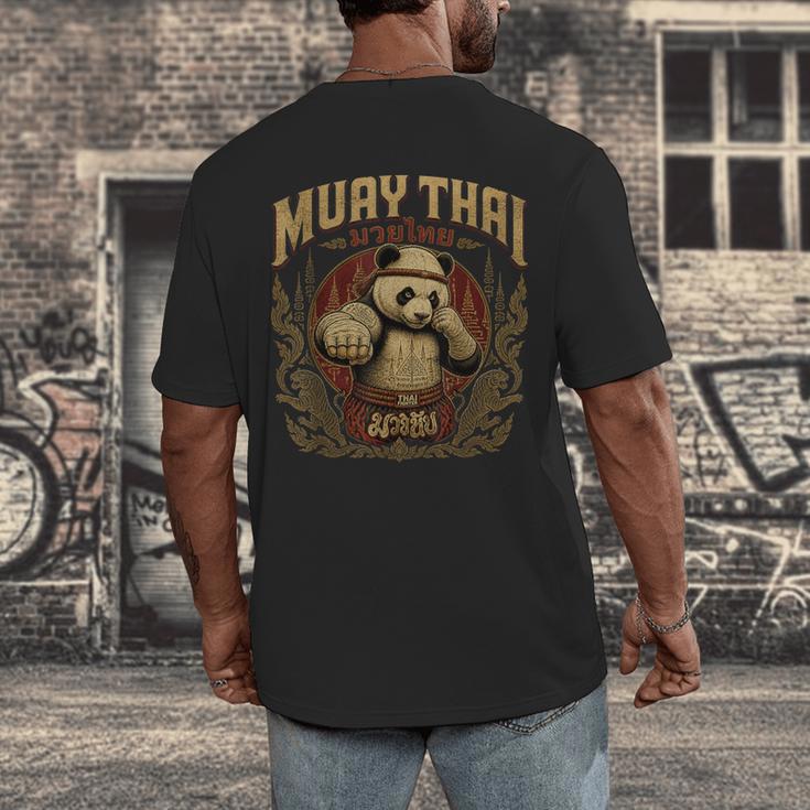 Vintage Muay Thai Gym Thai Boxing Training Fighter Panda Men's Back Print T-Shirt