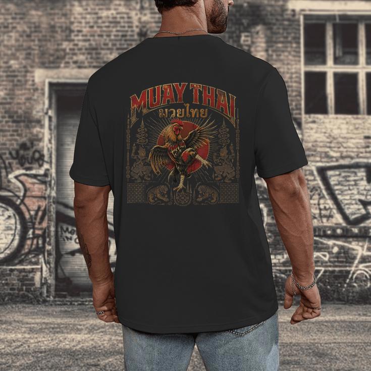 Vintage Muay Thai Legend Thai Boxing Fighter Art Chicken Men's Back Print T-Shirt Vintage Muay Thai Legend Thai Boxing Fighter Art Chicken Men's Back Print T-Shirt